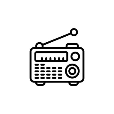 Anten, görüntü ve akort kadranları içeren ayrıntılı radyo alıcısı simgesi, yayın ve eğlence kavramları için mükemmel.