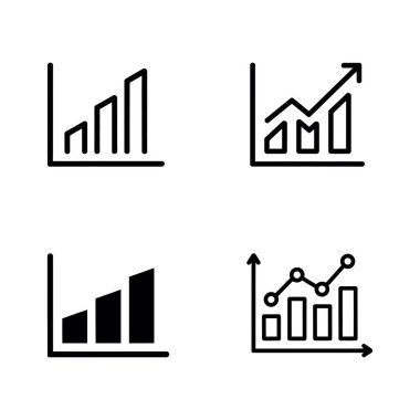 İlerleme ve istatistikleri gösteren veri analizi ve iş büyüme grafiği simgeleri kümesi