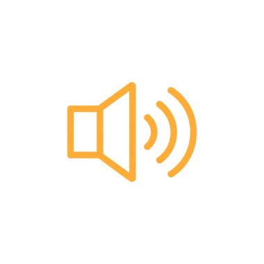 Açık beyaz arkaplan üzerinde turuncu tam hacimli hoparlör ana hatları simgesi