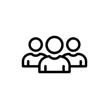 Temiz beyaz bir arkaplanda birleşik bir kullanıcı grubunu temsil eden basit bir siyah ana hatlı insan simgesi