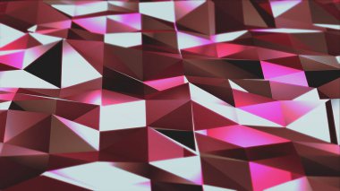 Geometrik teknoloji kırmızı desenli üç boyutlu arka plan. Gradyan parlaklığı soyut modern grafik.