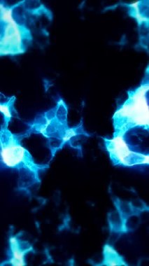 Parlak, beyaz ışık saçan koyu mavi bir sıvının animasyonu. Soyut hareket grafikleri.