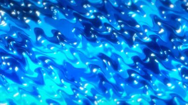 Mavi su parıldar ve soyut desenler oluşturan ışığı yansıtır. Huzurlu, sıvı hareketli bir sahne..