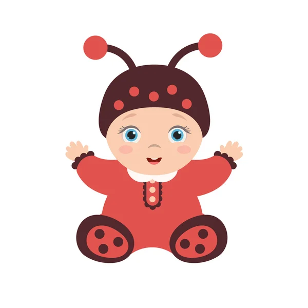 Gelukkig lieveheersbeestje baby in kostuum — Stockvector