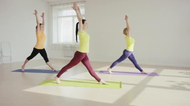 Young woman during the yoga traning — Stock Video