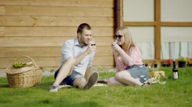Piknik şarap ve kiraz