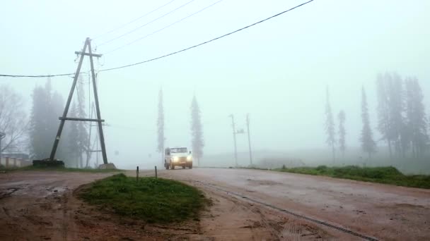 De weg in de mist — Stockvideo