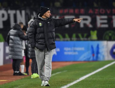 Zhytomyr, Ukrayna 13 Aralık 2025. FC Karpaty Lviv Vladyslav Lupashko, FC Polissya Zhytomyr ve FC Karpaty Lviv arasında oynanan Ukrayna Premier Ligi karşılaşmasında görüldü.