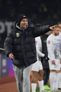 Zhytomyr, Ukrayna 13 Aralık 2025. FC Karpaty Lviv Vladyslav Lupashko, FC Polissya Zhytomyr ve FC Karpaty Lviv arasında oynanan Ukrayna Premier Ligi karşılaşmasında görüldü.