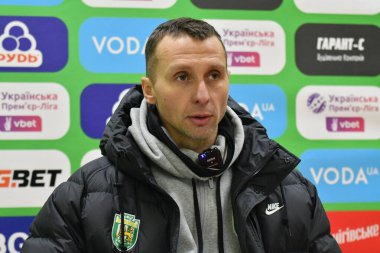 Zhytomyr, Ukrayna 13 Aralık 2025. FC Karpaty Lviv Vladyslav Lupashko, FC Polissya Zhytomyr ve FC Karpaty Lviv arasında oynanan Ukrayna Premier Ligi karşılaşmasında görüldü.