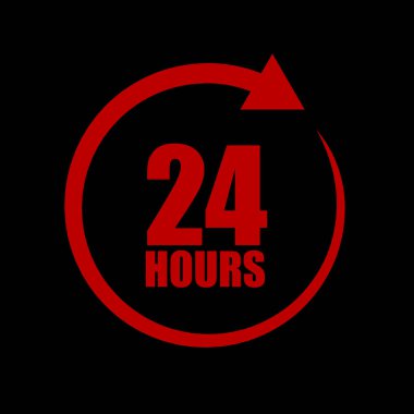 24 saat ya infaz ya da teslimat hizmeti simgeleri sipariş et. Vektör illüstrasyonu