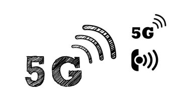 Beyaz arka planda 5G logo işareti var. vektör şablonu