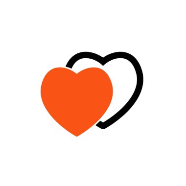 İki kalp ikonu, vektör izole edilmiş aşk kırmızı smbol.