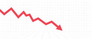 Finansal Ok batıyor. Vektör beyaz arkaplan