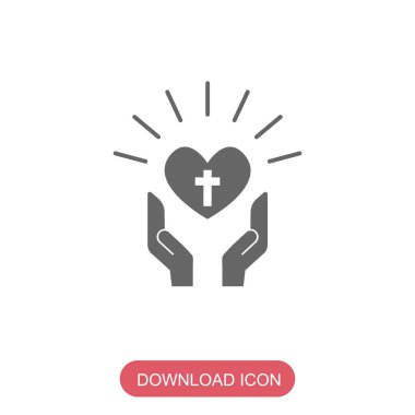 Kalp ve el ikonu beyaza. dikkat kaydetme sembolü