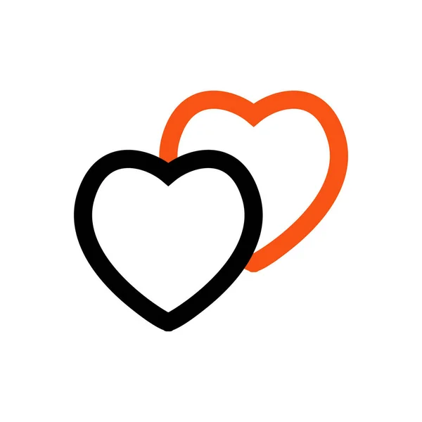 Två Hjärtan Ikon Vektor Isolerad Kärlek Röd Smbol — Stock vektor