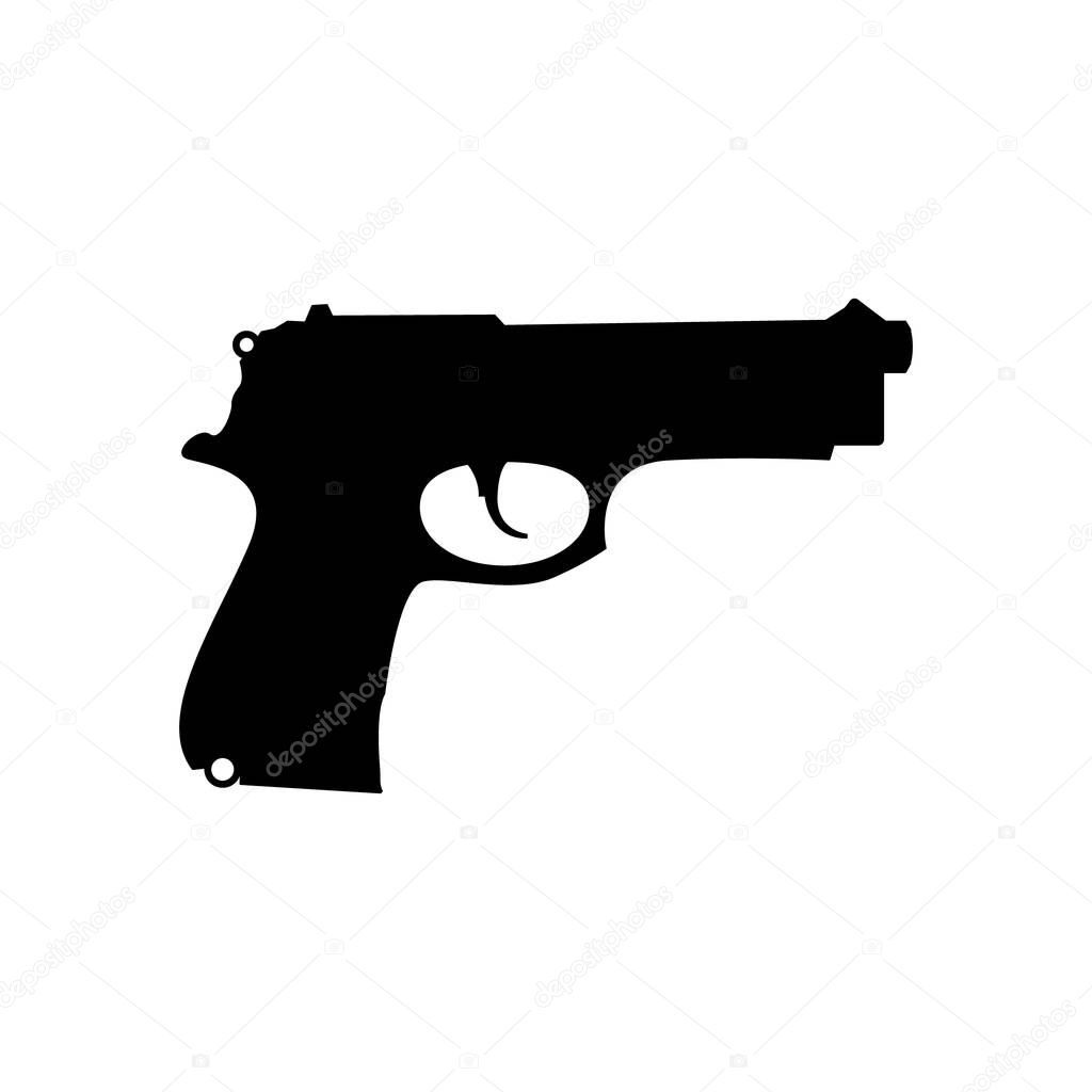 Pistol Gun Icon. Vector Illustration on white background.
