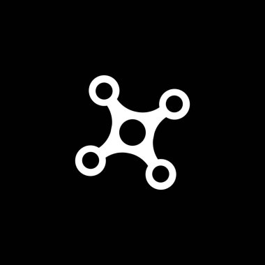 Siyah arka planda aksiyon kamerası olan İHA simgesi. Stok vektörü