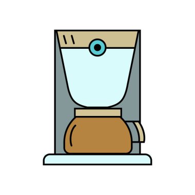 Beyaz arka planda kahve makinesi vektör çizgisi simgesi. Düz sembol