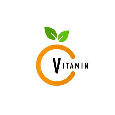 C Logo EPS 10 harfi gibi turunçgil meyvelerinin çizim vektörü.