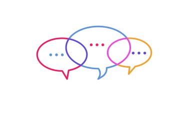 Konuşma baloncukları güncel sorunları tartışmak için sosyal etkileşimin faaliyetlerini sembolize eder