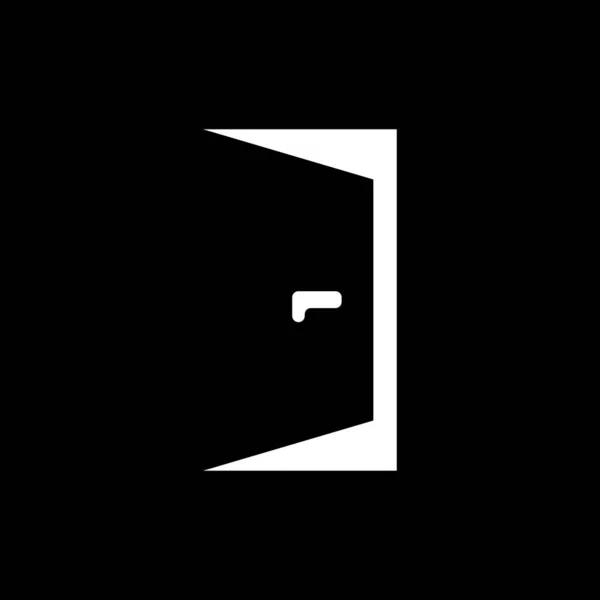Icône Logo Porte Sur Fond Noir Signe Vectoriel — Image vectorielle