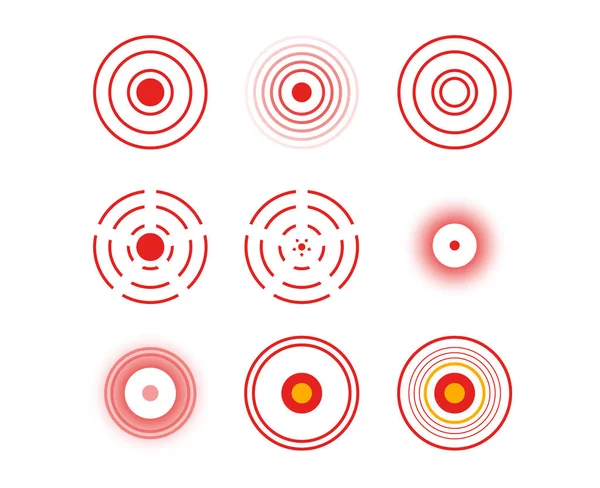 Círculos Dolor Conjunto Vectorial Iconos Médicos Para Ilustrar Problemas Diana — Archivo Imágenes Vectoriales