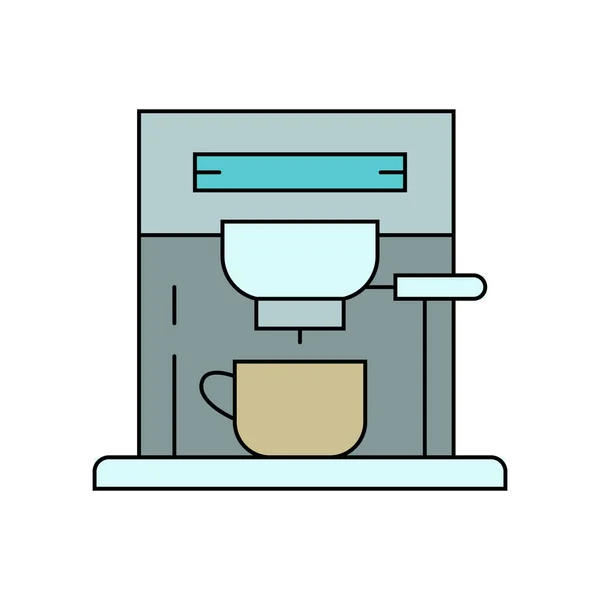 Kaffeemaschinen Vektorzeilensymbol Auf Weißem Hintergrund Flaches Symbol — Stockvektor