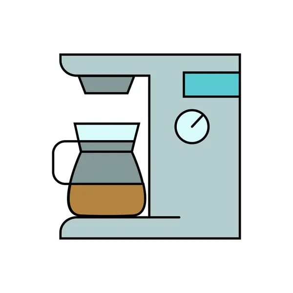 Kaffemaskin Vektor Linje Ikon Vit Bakgrund Platt Symbol — Stock vektor