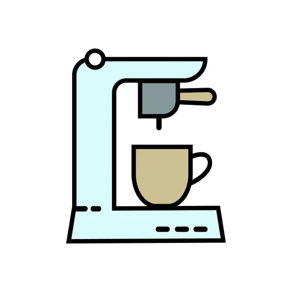 Kaffemaskin Vektor Linje Ikon Vit Bakgrund Platt Symbol — Stock vektor