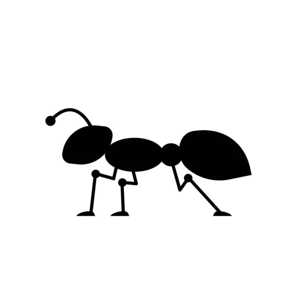 Cartoon Ant Insect Bug Stylized Black Silhouette Vector Icon — Stock Vector