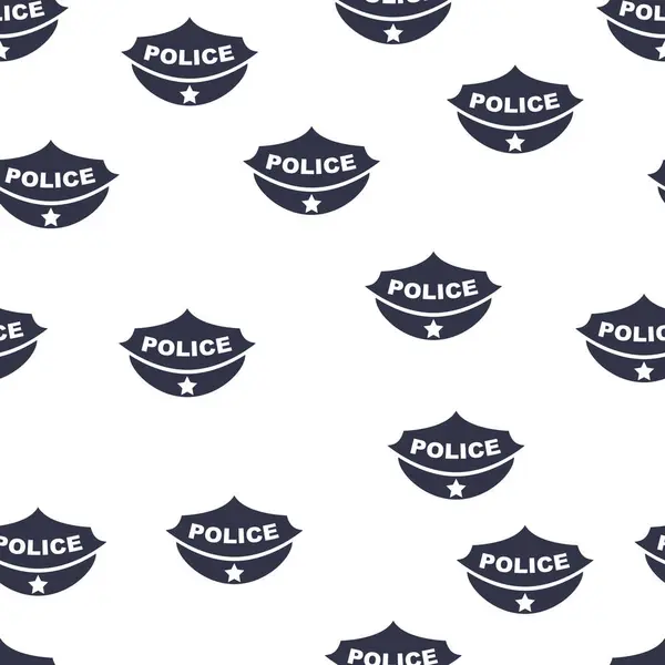 Поліція Досягла Значка Шапки Ізольовано Білому Тлі Безшовний Візерунок — стоковий вектор