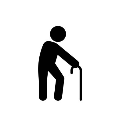 Beyaz arka planda yaşlı adam silueti. Stok vektörü