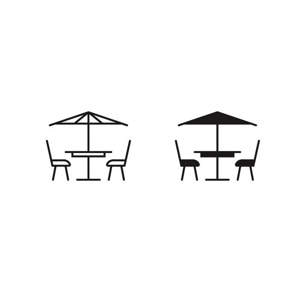 Beyaz arkaplanda Terrace kafe çizgisi simgesi kümesi. Stok vektör simgesi