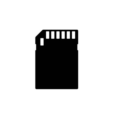 SD Kart simgesi vektörü, katı illüstrasyon, beyaz üzerine izole edilmiş pictogram