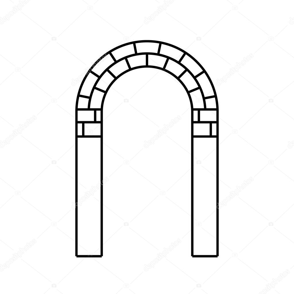 Flat line brick archway vector icon. Stock sign