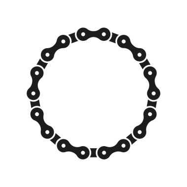 Logo moto kulübü. Monokrom, farklı tipte metal motosiklet zincirlerini siluet biçiminde ayarlar..