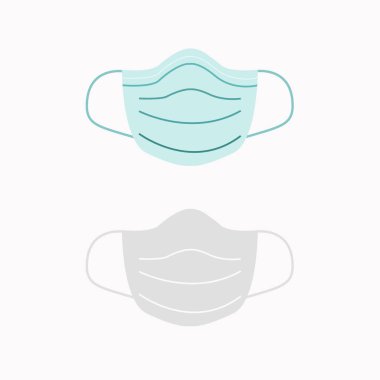 Beyaz üzerine koruyucu tıbbi yüz maskesi. Vektör işareti