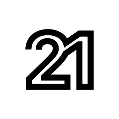 Çizgi Sanat Vektörü Tasarım Elemanı. Şekil 21. 2 ve 1 numaralı birleşik sayılar. Bağlı sayıların monogramları.