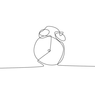 Alarm saati beyaz arkaplana minimalist tasarım çizen tek satır aralıksız