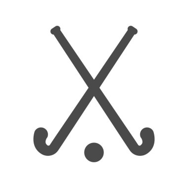 Çim hokeyi ikonu, çapraz çim hokeyi sopaları ve top, vektör çizimi