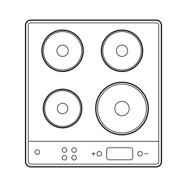 Dört geleneksel sıcak tabağı gösteren bir elektrik direğinin ana hatlı çizimi