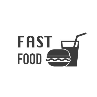Beyaz arka planda fast food logosu. Stok vektör illüstrasyonu