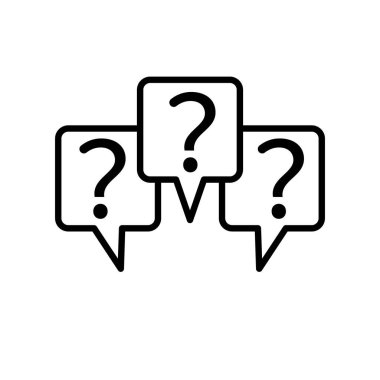 Soru işaretli üç doğrusal sohbet konuşma mesajı baloncukları