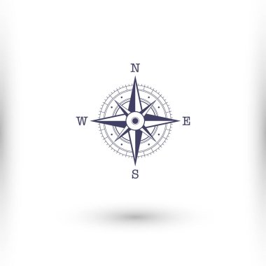 Gölgeli yaratıcı pusula. Logo kavramı. Tasarım Şablonu. Stok vektör illüstrasyonu