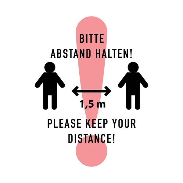 Bitte Abstand Halten Please Keep Your Distance Oder Klebeschild Vektorbild — Stockvektor