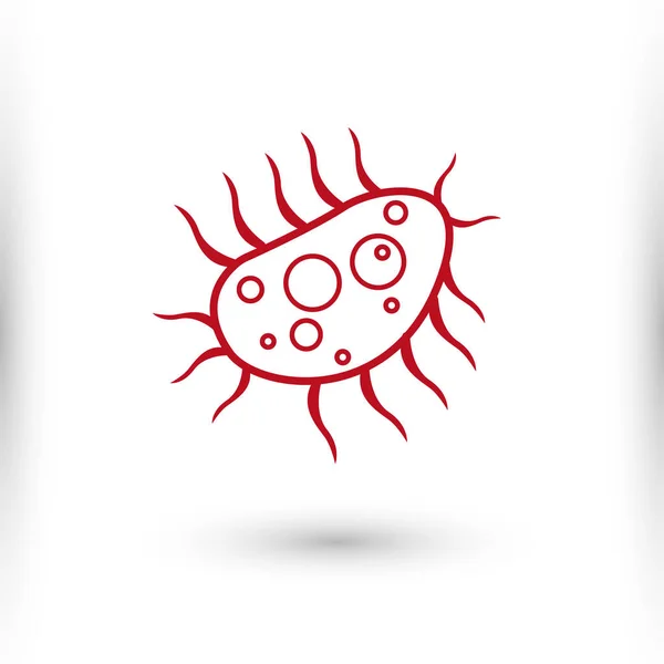 Vektor Vanligt Humant Virus Med Skugga Eller Bakterier Närbild Isolerad — Stock vektor