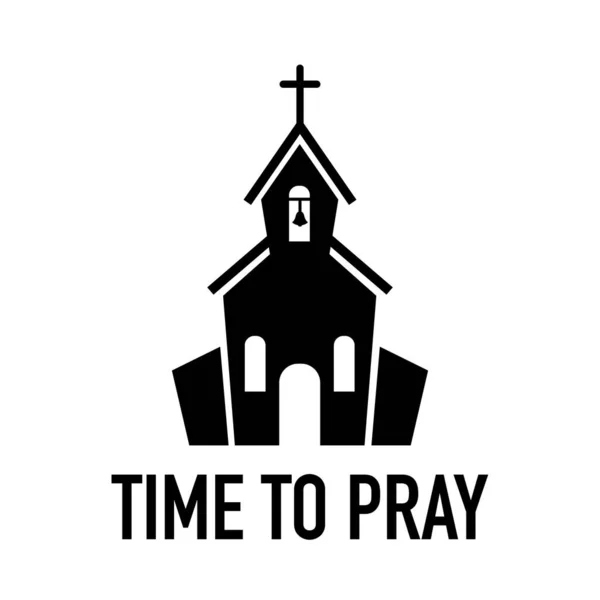 Düz Bir Şekilde Kilise Vektör Simgesiyle Dua Etme Zamanı — Stok Vektör