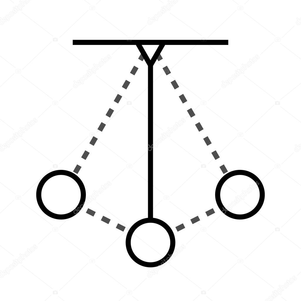 Simple pendulum vector line icon. Physics sign. Perpetuum mobile logo