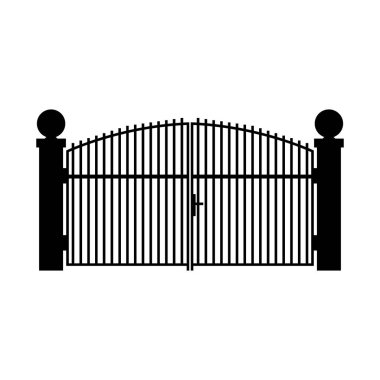 Beyaz üzerine ev kapısı vektör simgesi. Metin için boş alan.